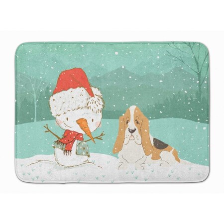 Carolines Treasures Basset Hound Snowman Christmas Machine Washable Memory Foam Mat CK2051RUG